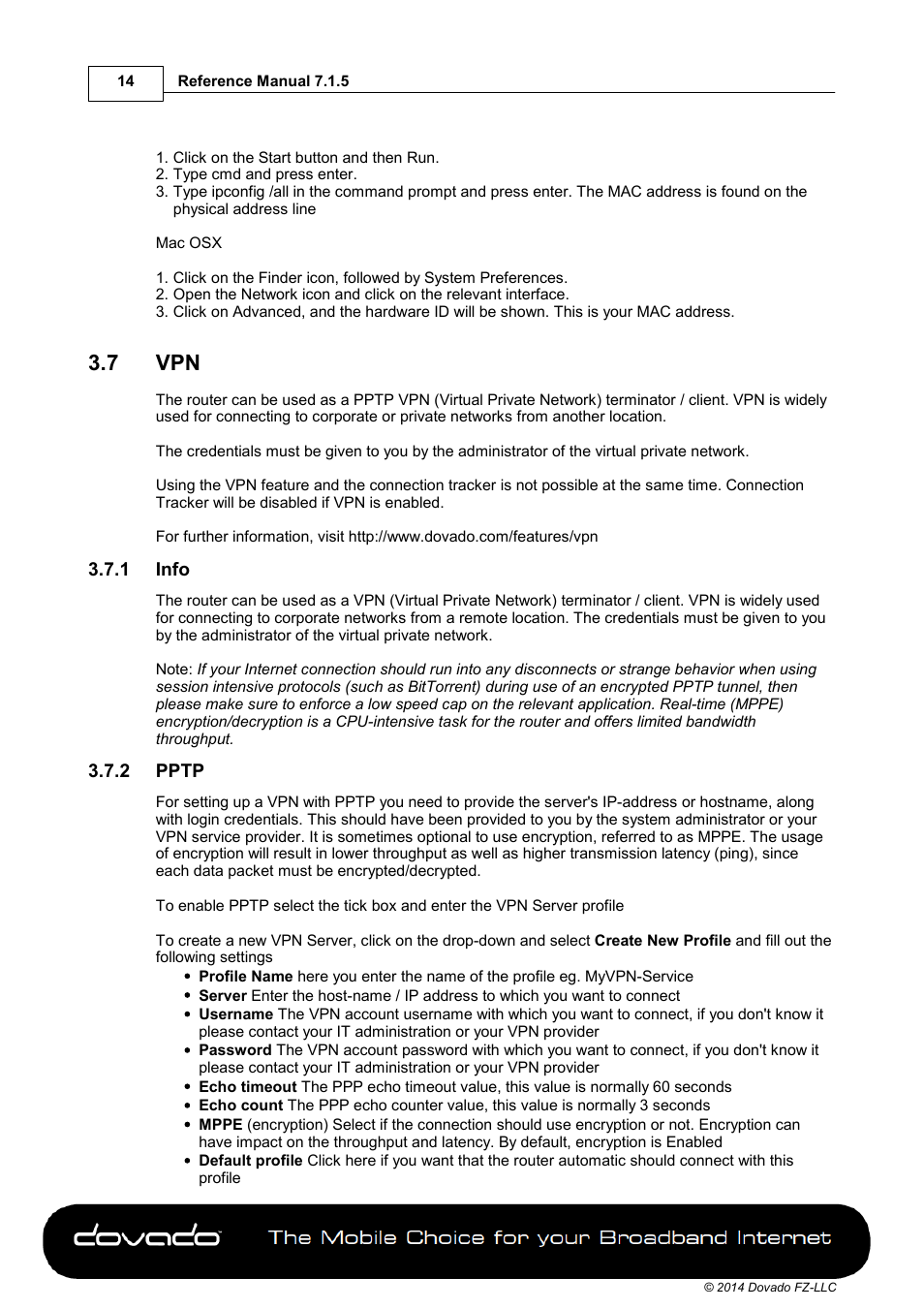 7 vpn, 1 info, 2 pptp | Dovado TINY User Manual | Page 14 / 46