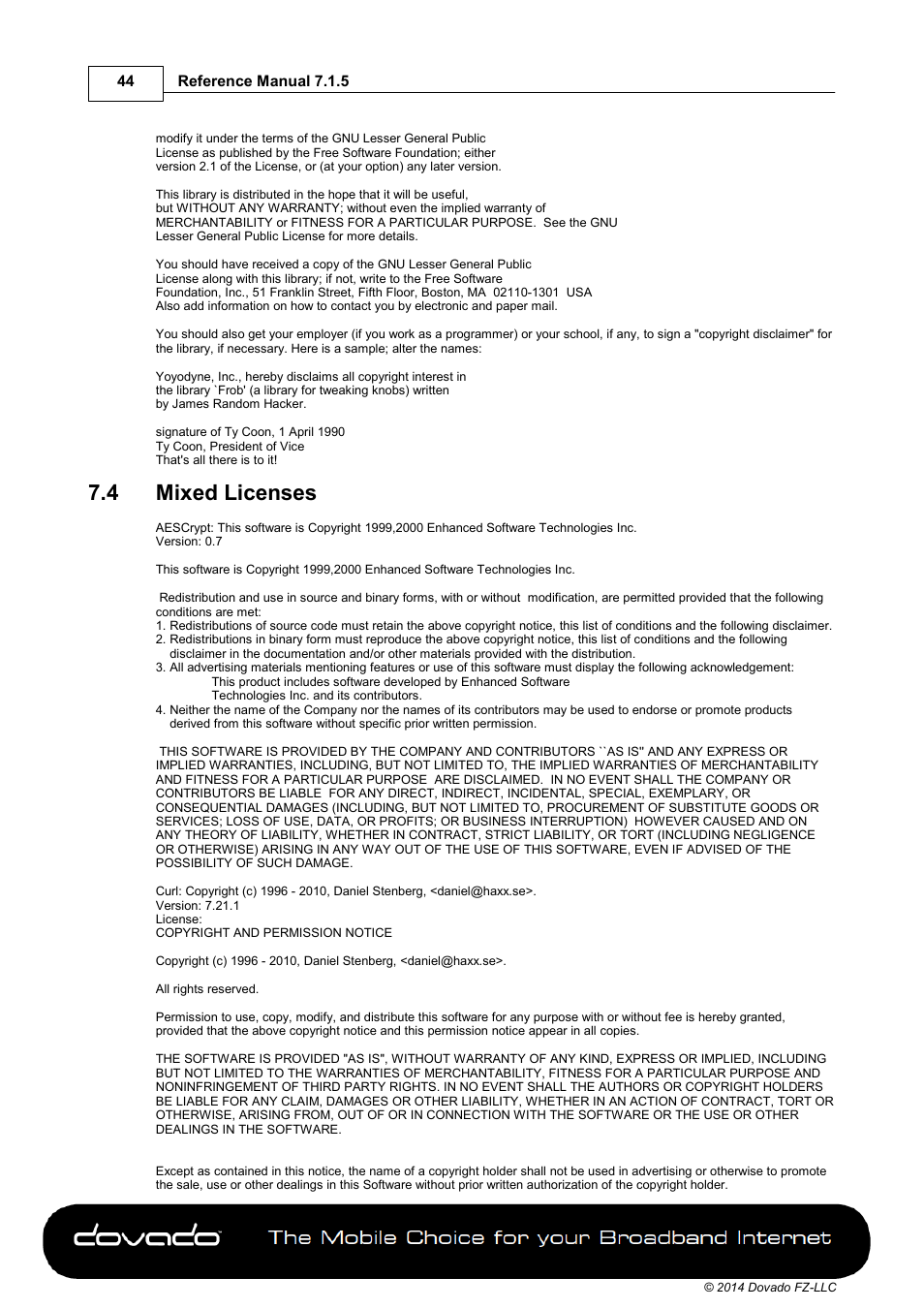 4 mixed licenses, Mixed licenses | Dovado TINY User Manual | Page 44 / 46