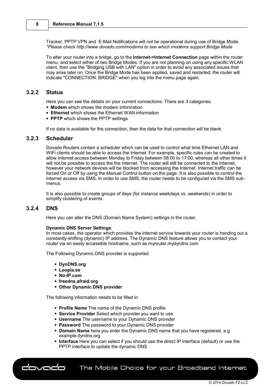 2 status, 3 scheduler, 4 dns | Dovado TINY User Manual | Page 8 / 46
