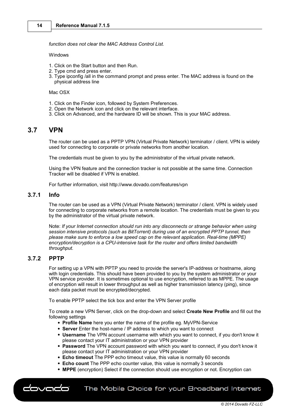 7 vpn, 1 info, 2 pptp | Dovado PRO User Manual | Page 14 / 50