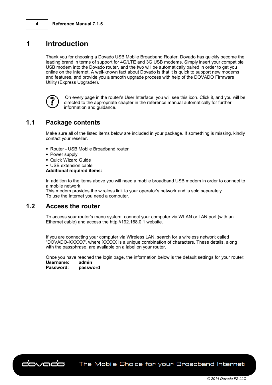 1 introduction, 1 package contents, 2 access the router | Part 1, Introduction, Package contents, Access the router, 1introduction | Dovado DOMA User Manual | Page 4 / 46