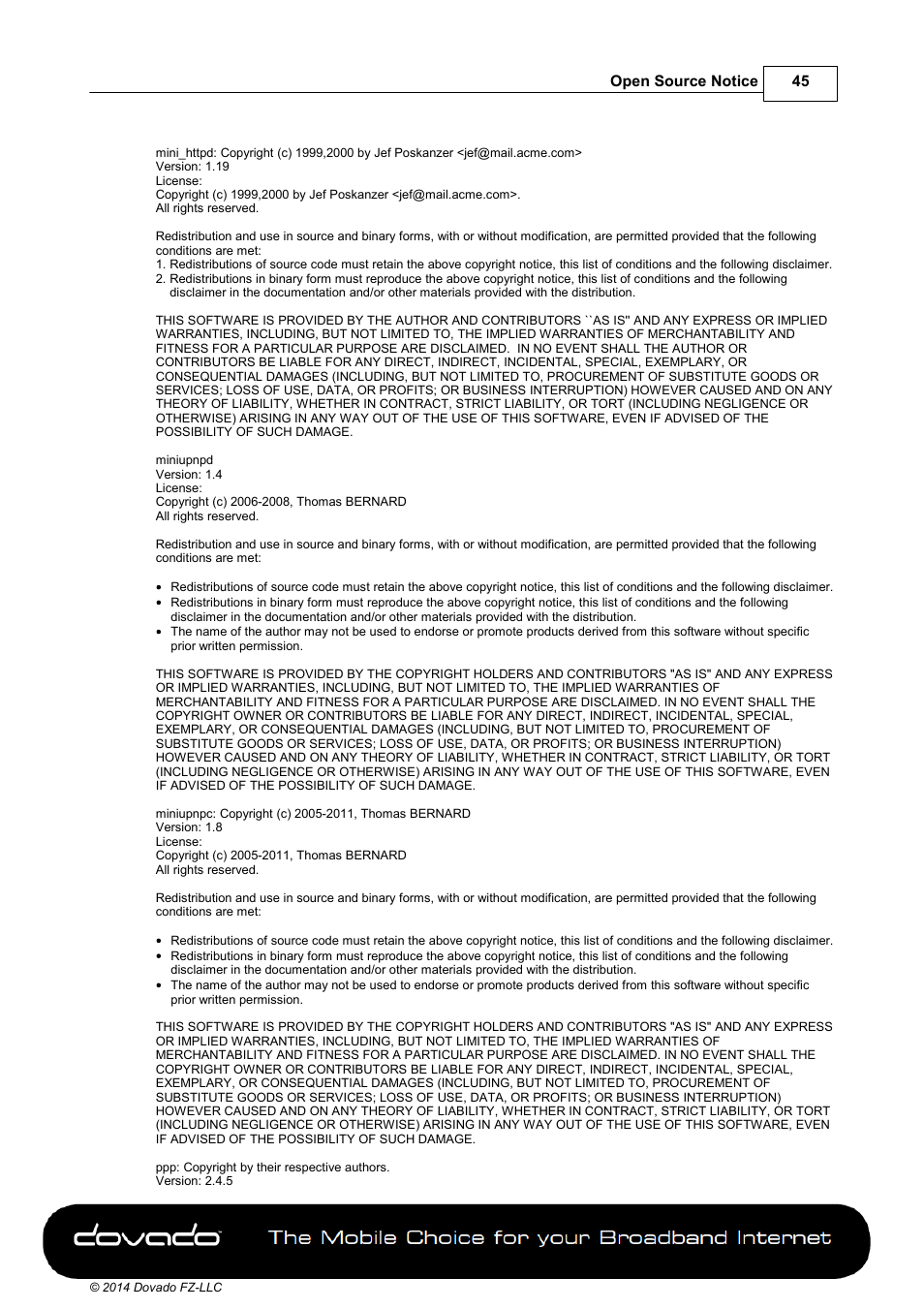 Dovado DOMA User Manual | Page 45 / 46