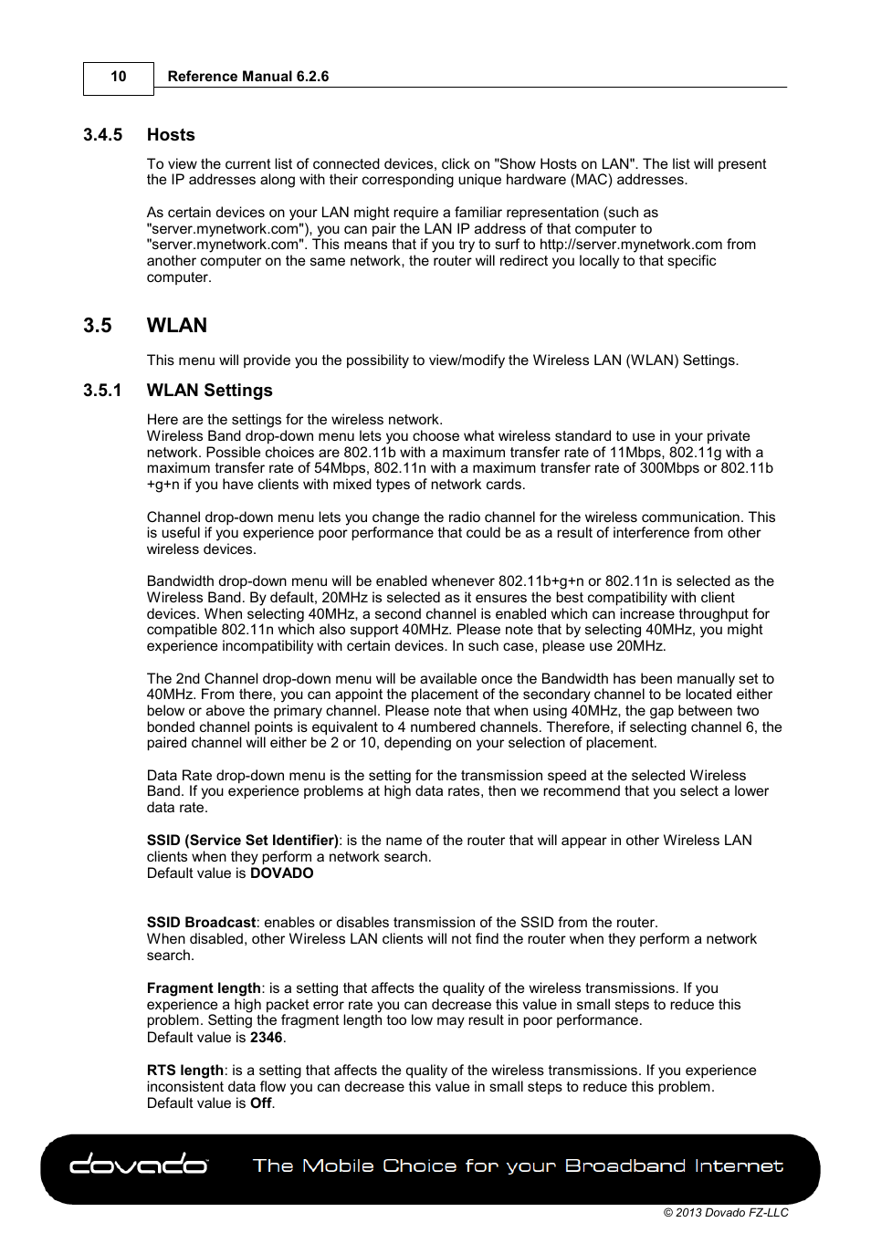 5 hosts, 5 wlan, 1 wlan settings | Wlan | Dovado 4GR User Manual | Page 10 / 31