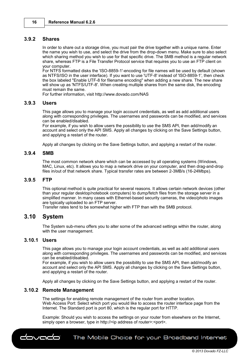 2 shares, 3 users, 4 smb | 5 ftp, 10 system, 1 users, 2 remote management, System | Dovado 4GR User Manual | Page 16 / 31