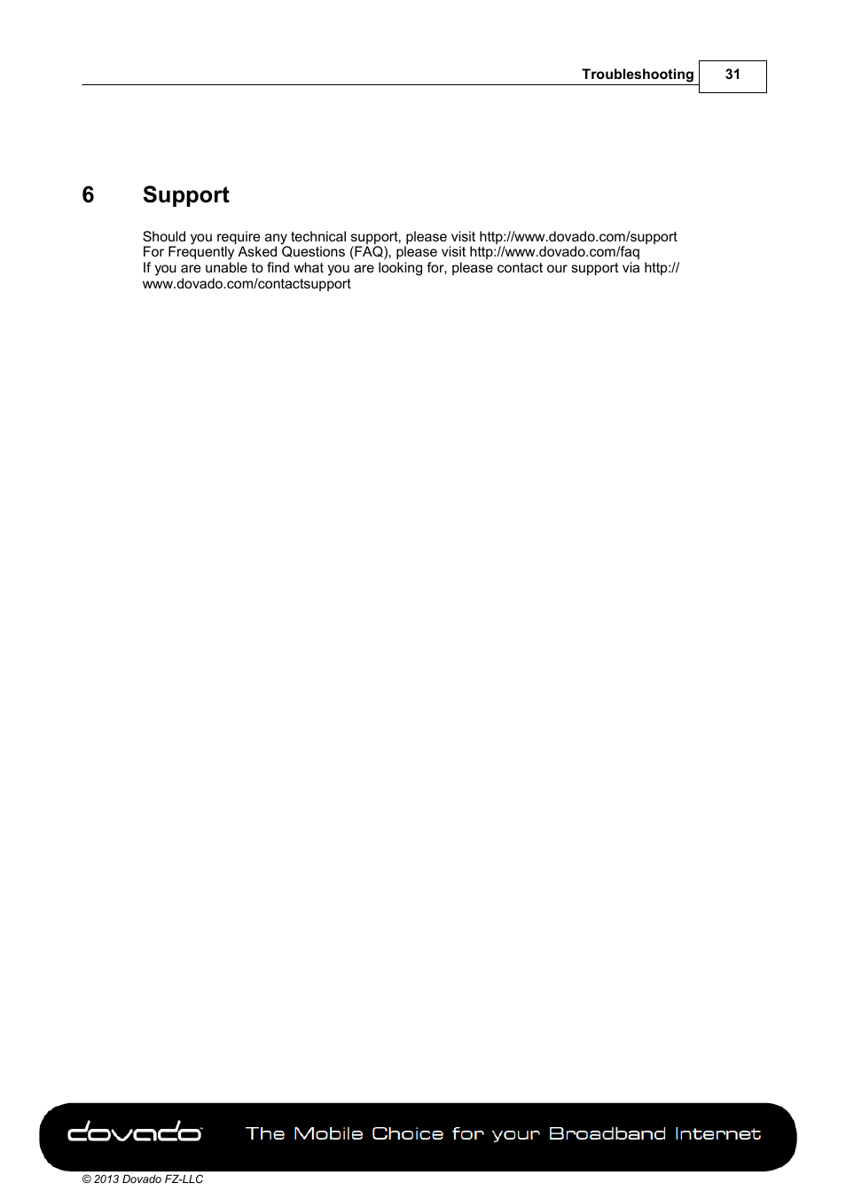 6 support, Part 6, Support | 6support | Dovado 4GR User Manual | Page 31 / 31