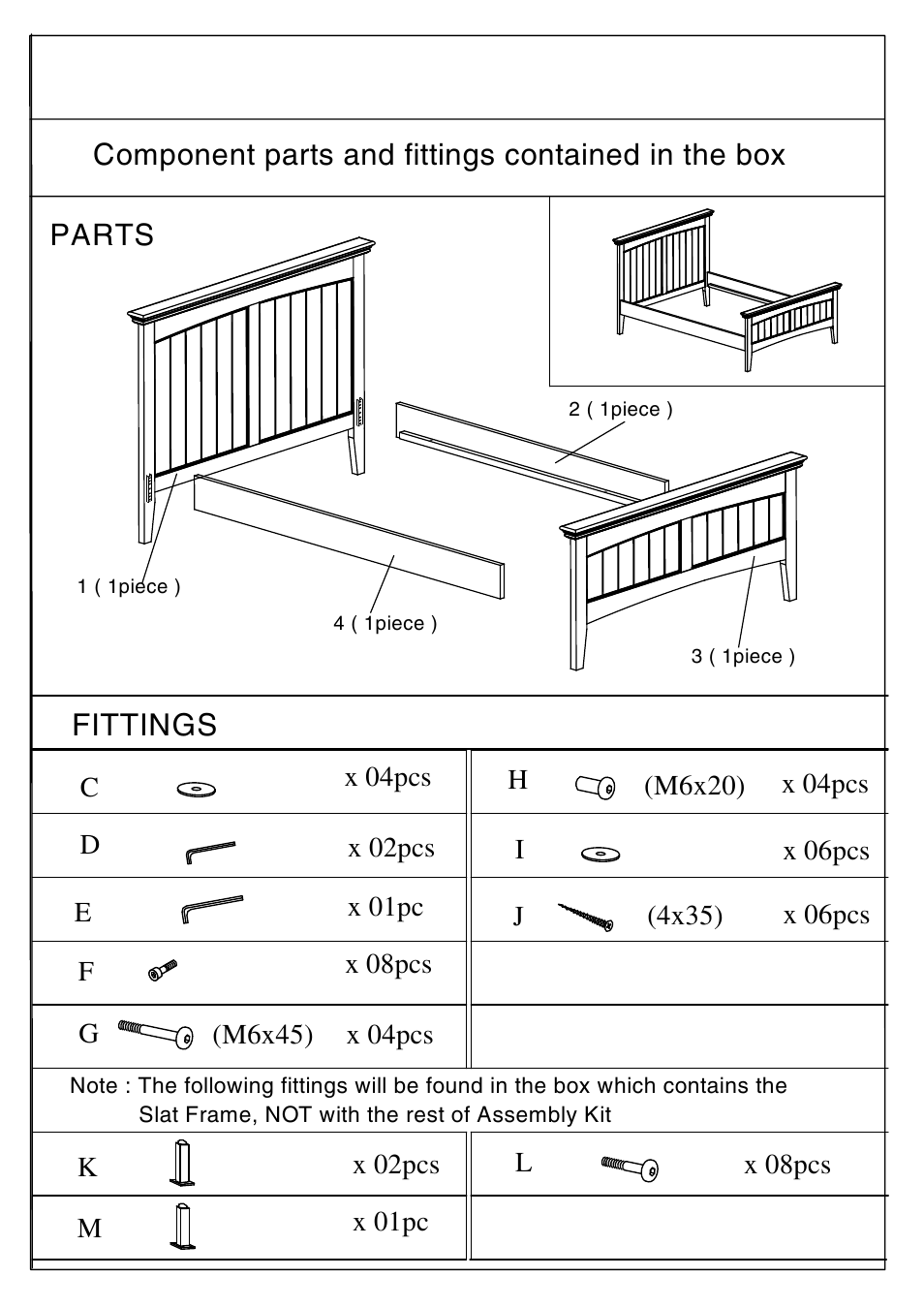 Fittings | Dreams Pippa Bedstead User Manual | Page 2 / 6