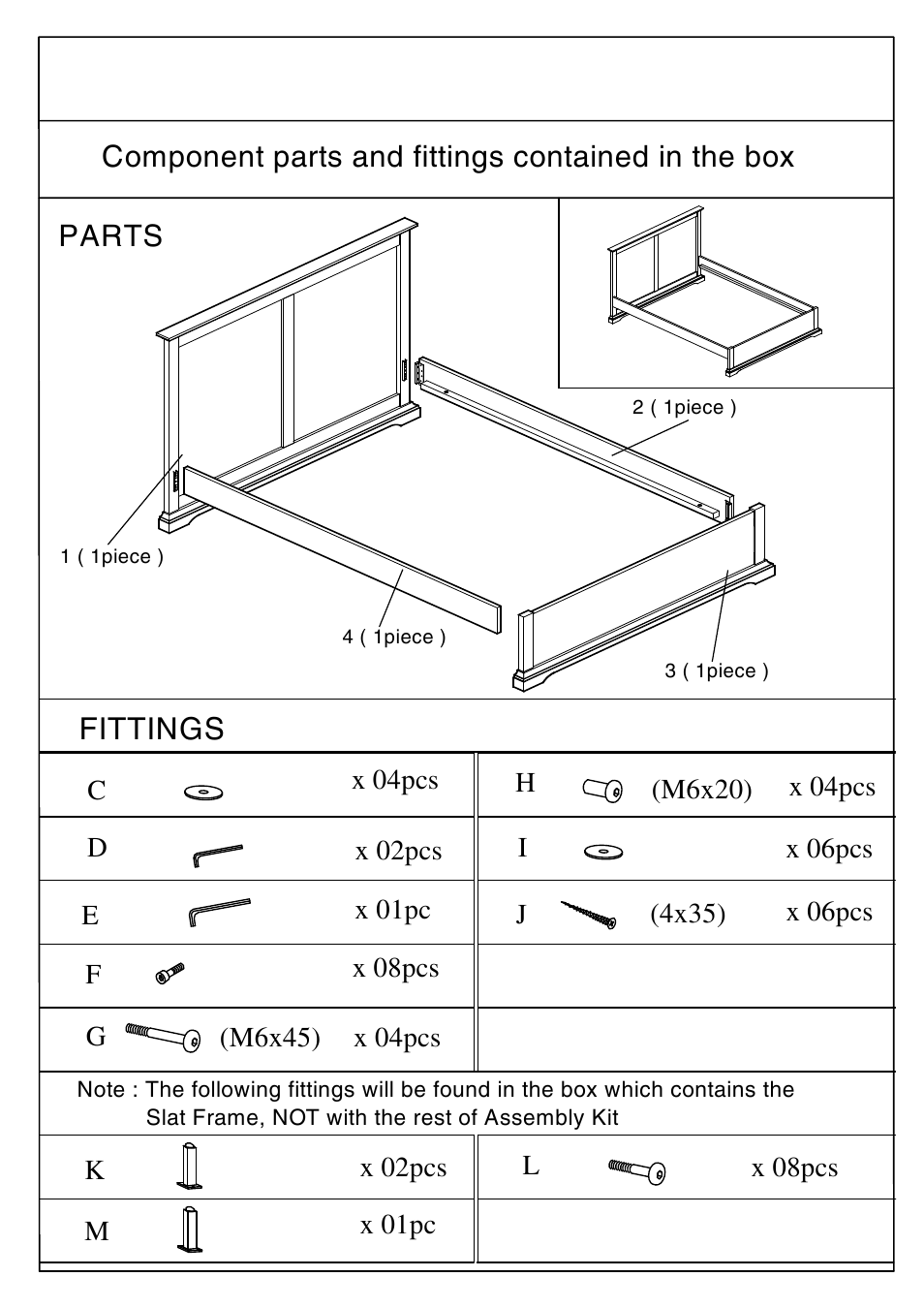Fittings | Dreams Cambridge Double Bedstead User Manual | Page 2 / 6