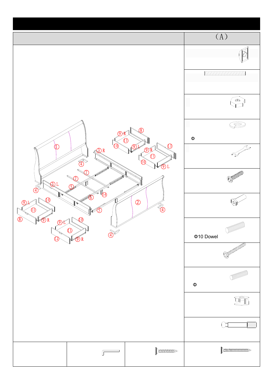 Component parts and fittings contained in the box, Parts fittings（a, A b c | On m | Dreams Bruges Bedstead Super King Size User Manual | Page 2 / 7