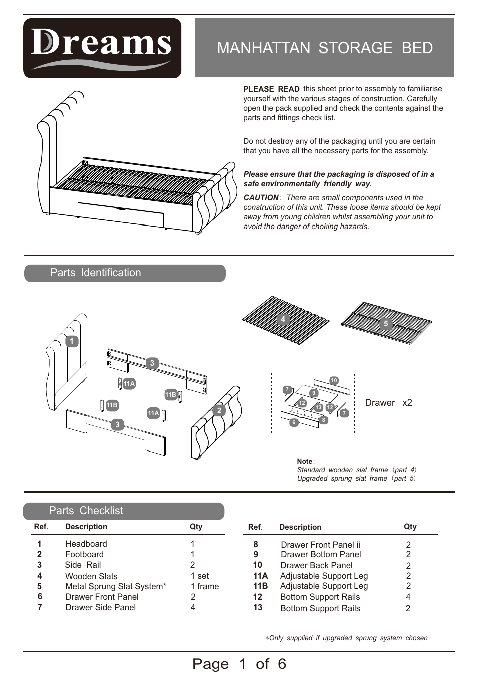 Dreams Manhattan Bedstead User Manual | 6 pages