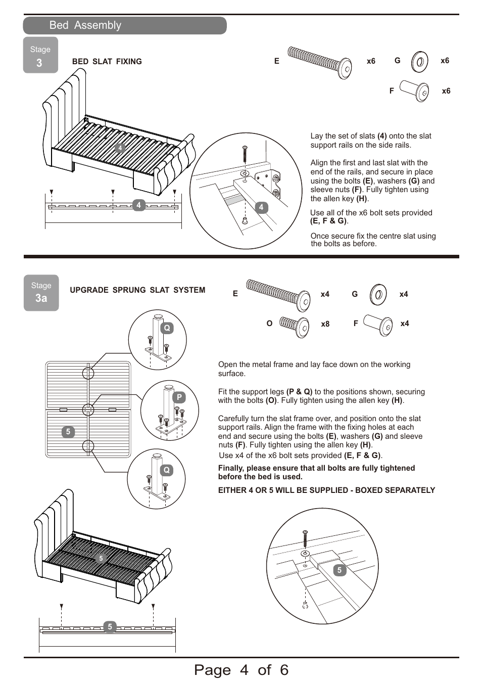 Page 4 of 6, Bed assembly | Dreams Manhattan Bedstead User Manual | Page 4 / 6