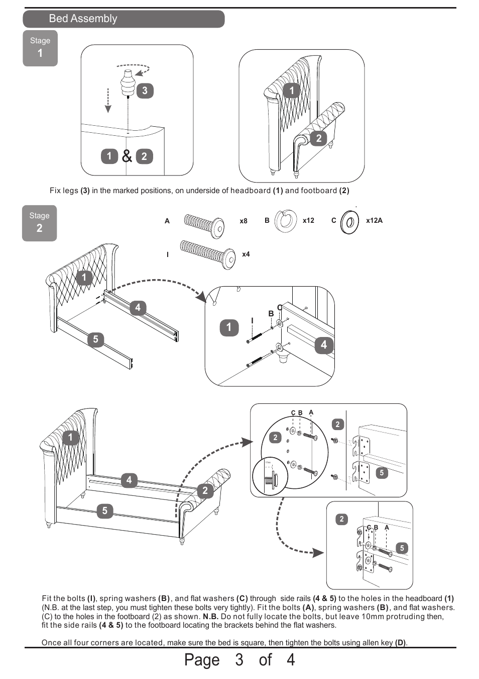 3ai master for angel bedstead 15.10.13, Page 3 of 4, Bed assembly | Dreams Angel Bedstead User Manual | Page 3 / 4