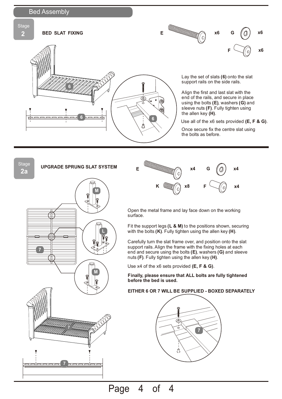 Page 4 of 4, Bed assembly | Dreams Angel Bedstead User Manual | Page 4 / 4