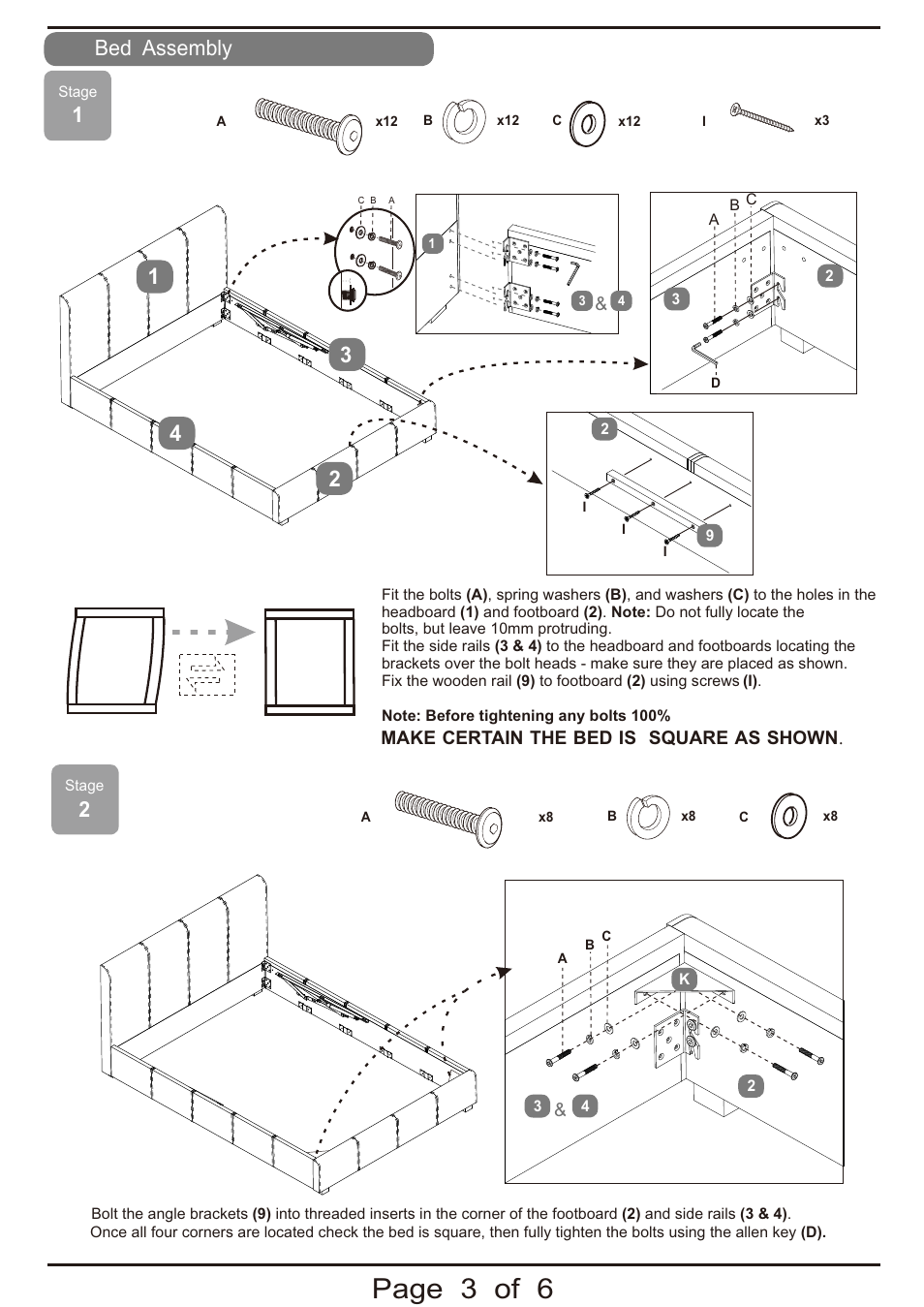 Page 3 of 6, Bed assembly | Dreams Vienna Ottoman Bedstead User Manual | Page 3 / 6