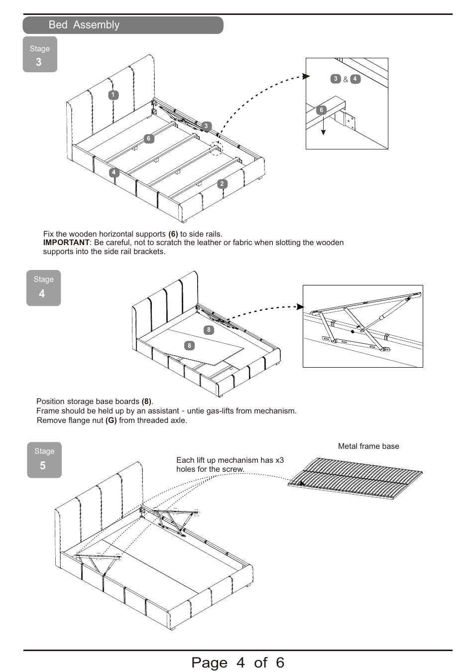 Page 4 of 6, Bed assembly | Dreams Vienna Ottoman Bedstead User Manual | Page 4 / 6