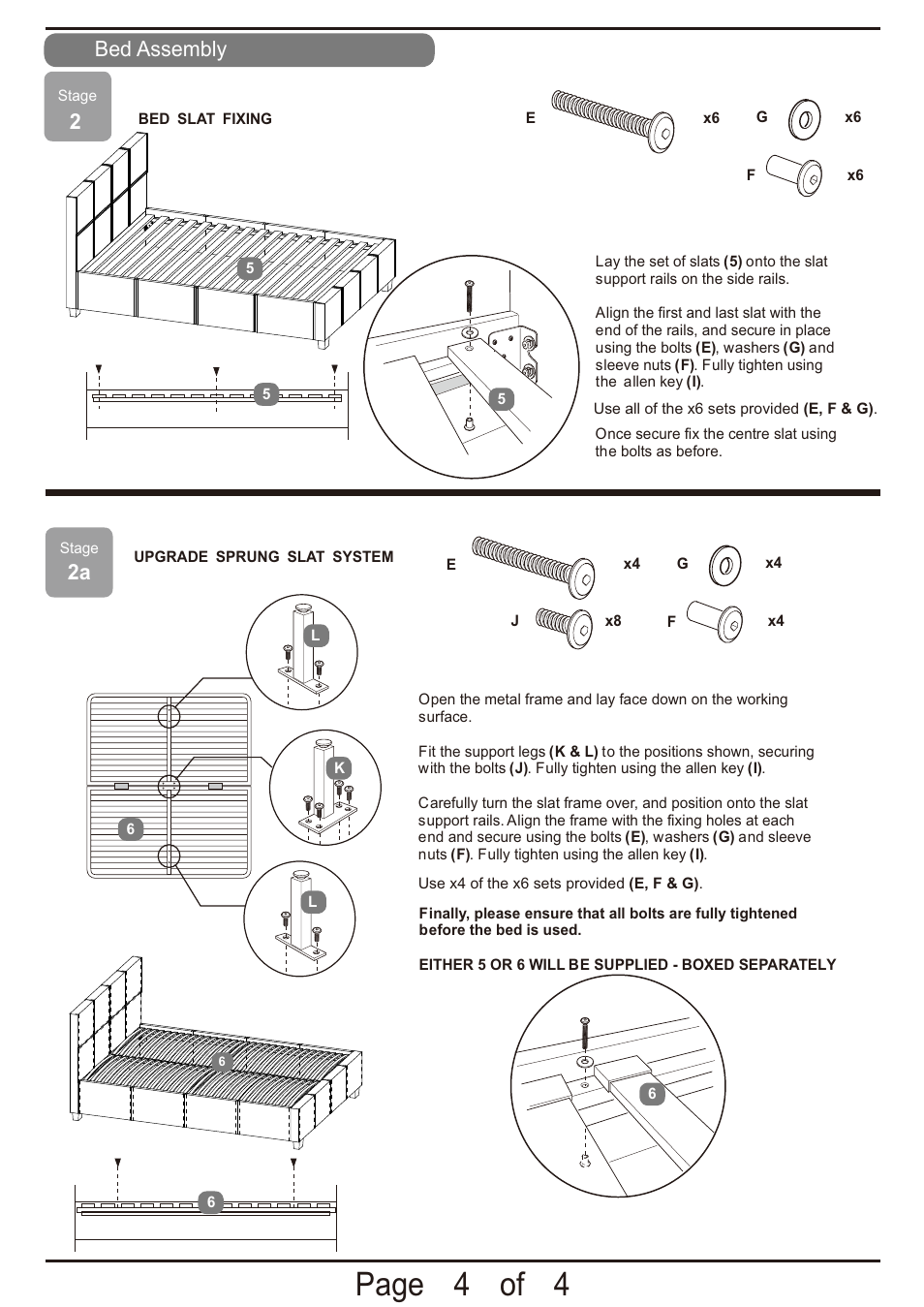 Page 4 of 4, Bed assembly | Dreams Messina Bedstead User Manual | Page 4 / 4