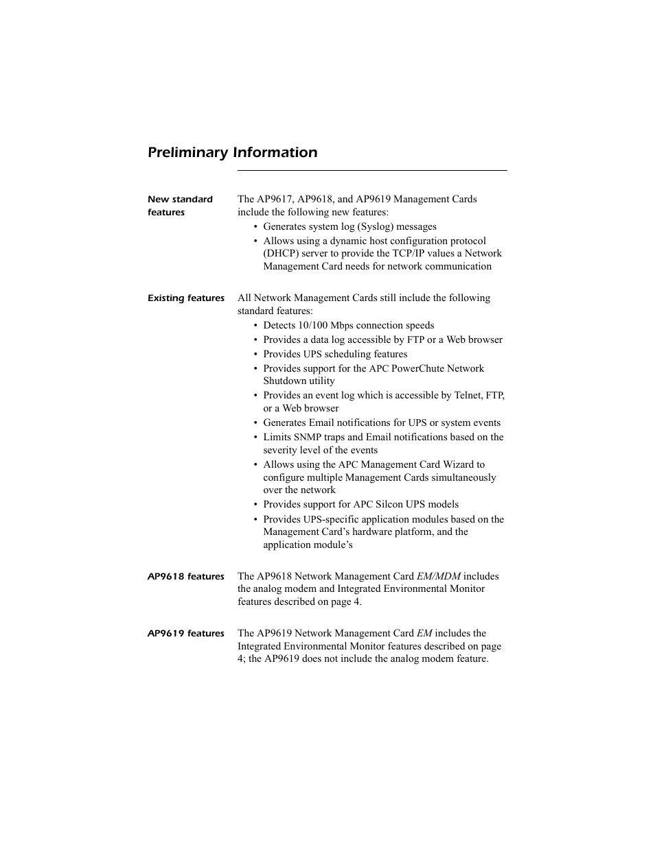 Preliminary information | APC Network Management Card AP9617 User Manual | Page 4 / 19