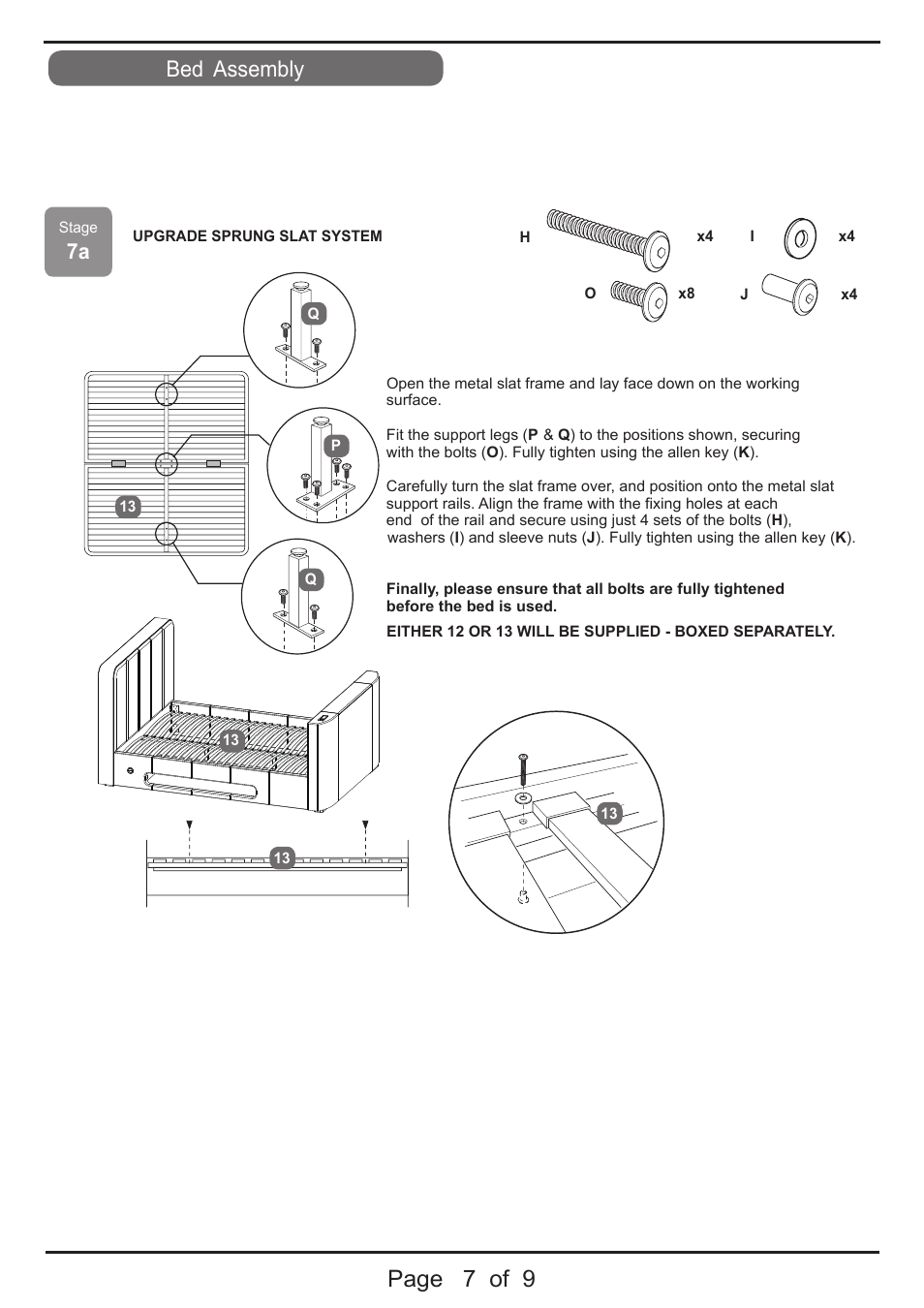 Page 7 of 9, Bed assembly | Dreams Piccadilly TV Bed User Manual | Page 7 / 9