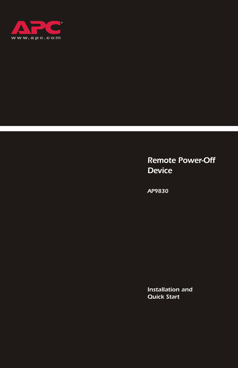 APC REMOTE POWER-OFF DEVICE AP9830 User Manual | 31 pages