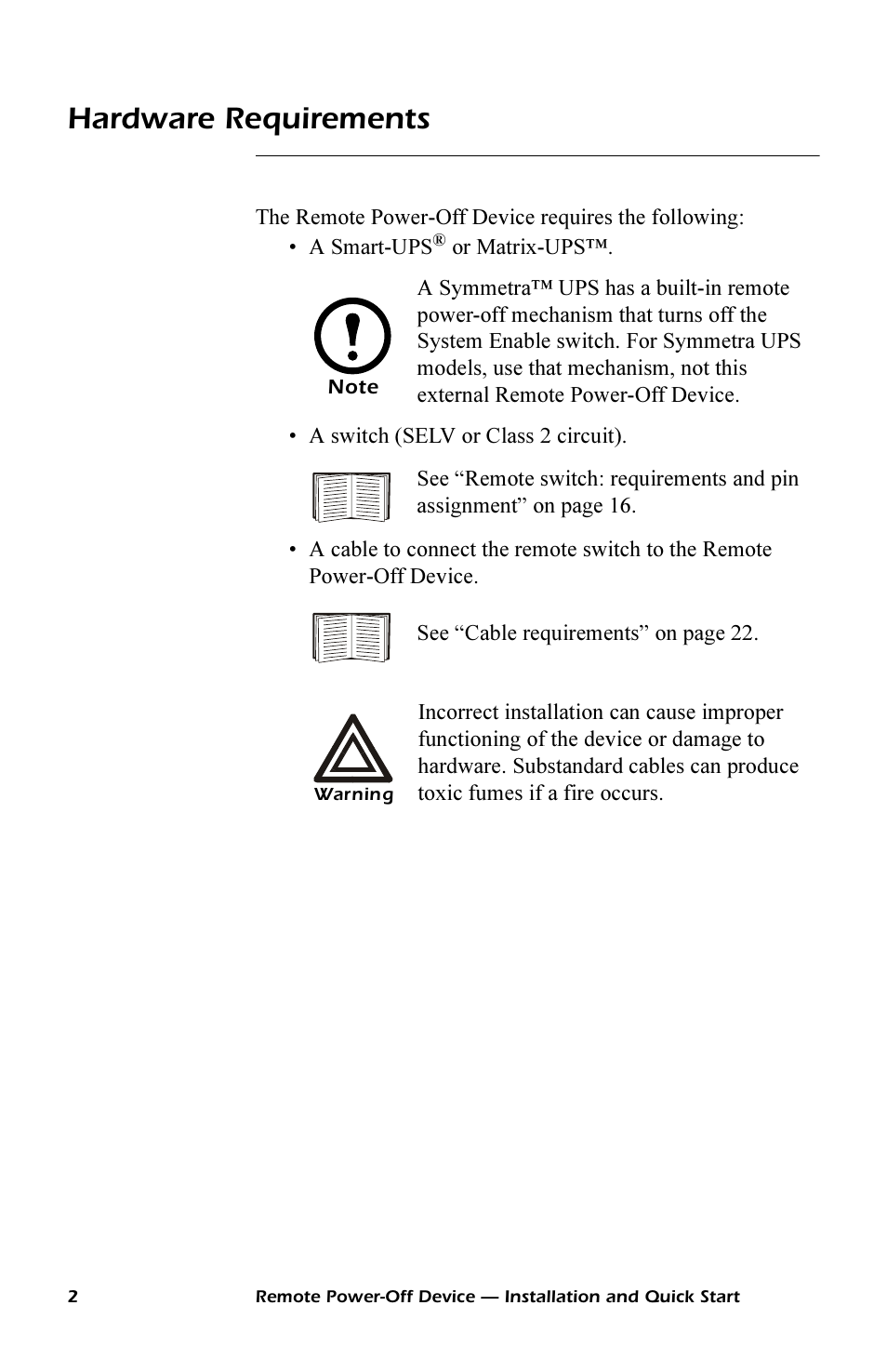 Hardware requirements | APC REMOTE POWER-OFF DEVICE AP9830 User Manual | Page 5 / 31