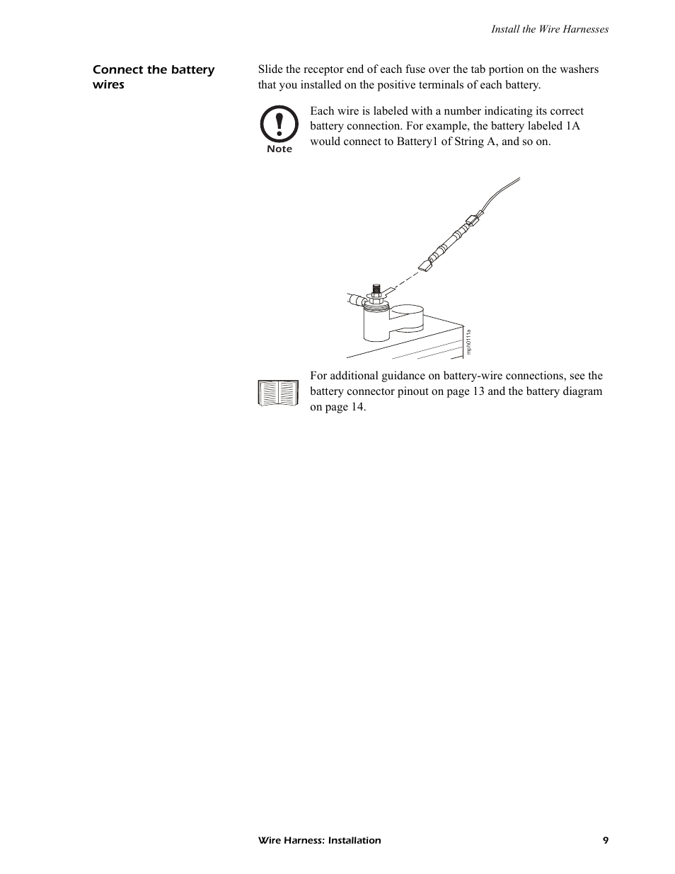 Connect the battery wires | APC AP9924 User Manual | Page 11 / 20
