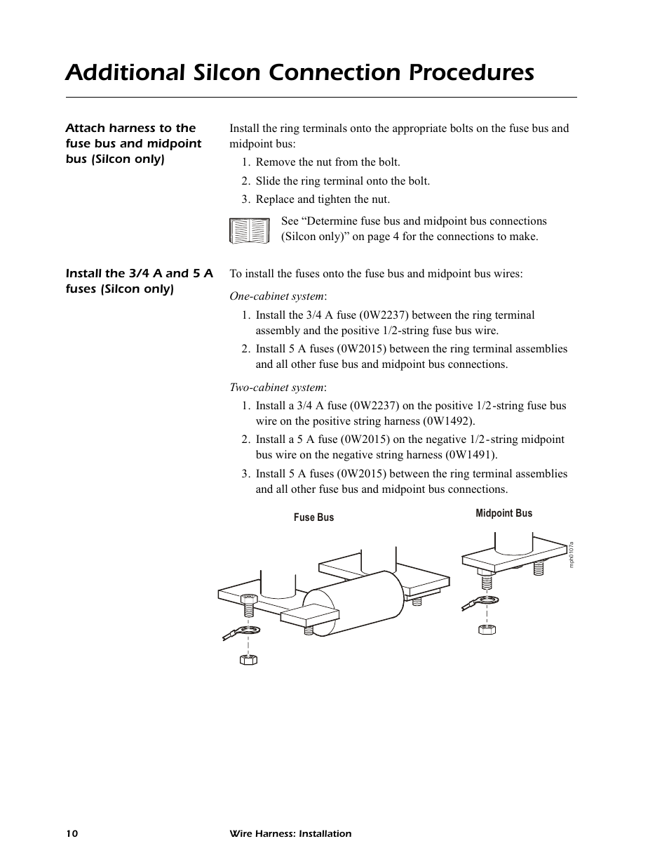 Additional silcon connection procedures, Install the 3/4 a and 5 a fuses (silcon only) | APC AP9924 User Manual | Page 12 / 20