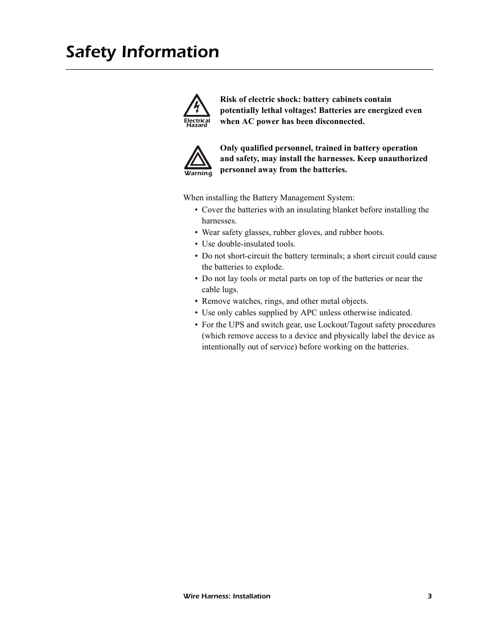 Safety information | APC AP9924 User Manual | Page 5 / 20