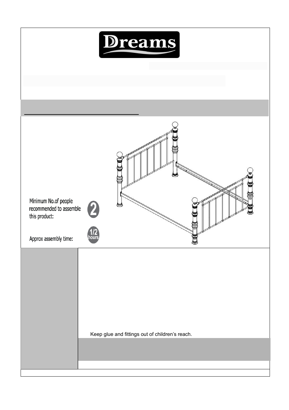 Aurora super king bed 28.05.2014, Assembly instructions, Aurora super king bed | Before you start, here are some helpful advices | Dreams Aurora Bedstead User Manual | Page 11 / 15