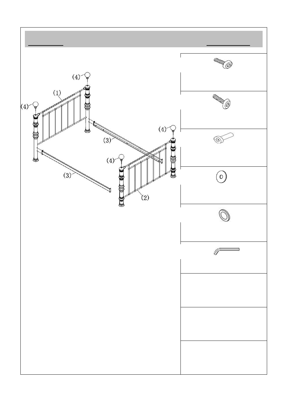 Parts fittings | Dreams Aurora Bedstead User Manual | Page 7 / 15