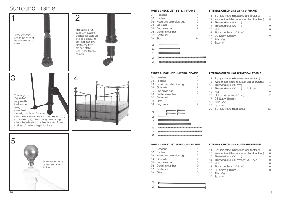 Surround frame | Dreams Selkirk Bedstead User Manual | Page 3 / 6