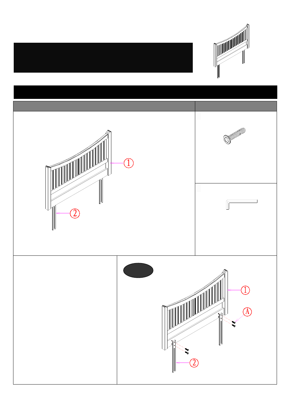 Assembly, Component parts and fittings contained in the box | Dreams Aston Headboard User Manual | Page 2 / 2