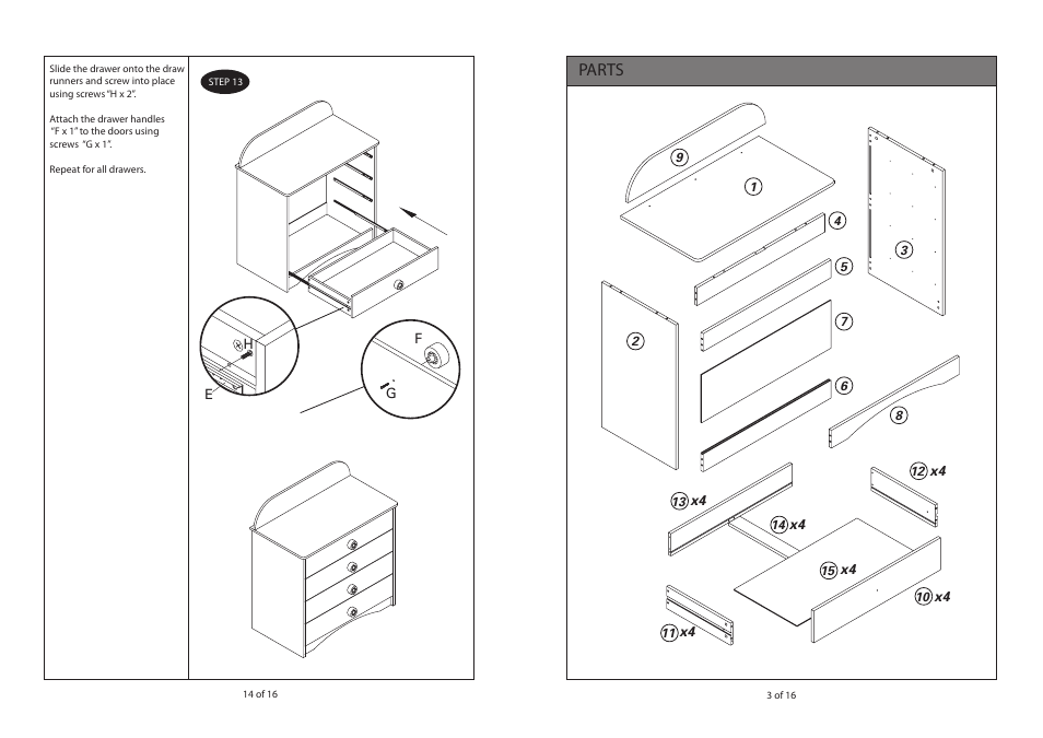 Ins.478-dm 13&2&3&12 120511, Parts | Dreams Disney Cars 4 Drawer Chest User Manual | Page 3 / 8