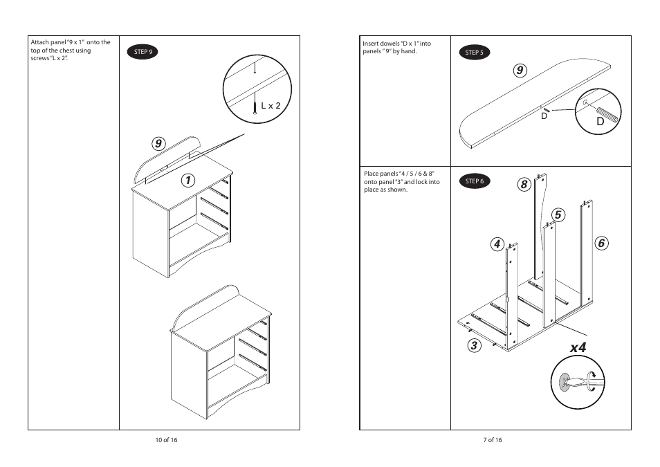 Ins.478-dm 9&6&7&8 120511 | Dreams Disney Cars 4 Drawer Chest User Manual | Page 5 / 8