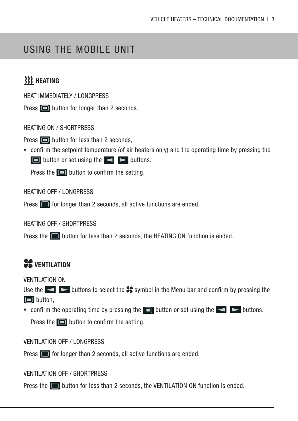 Using the mobile unit | Eberspacher EasyStart Remote+ Quick Guide User Manual | Page 3 / 8