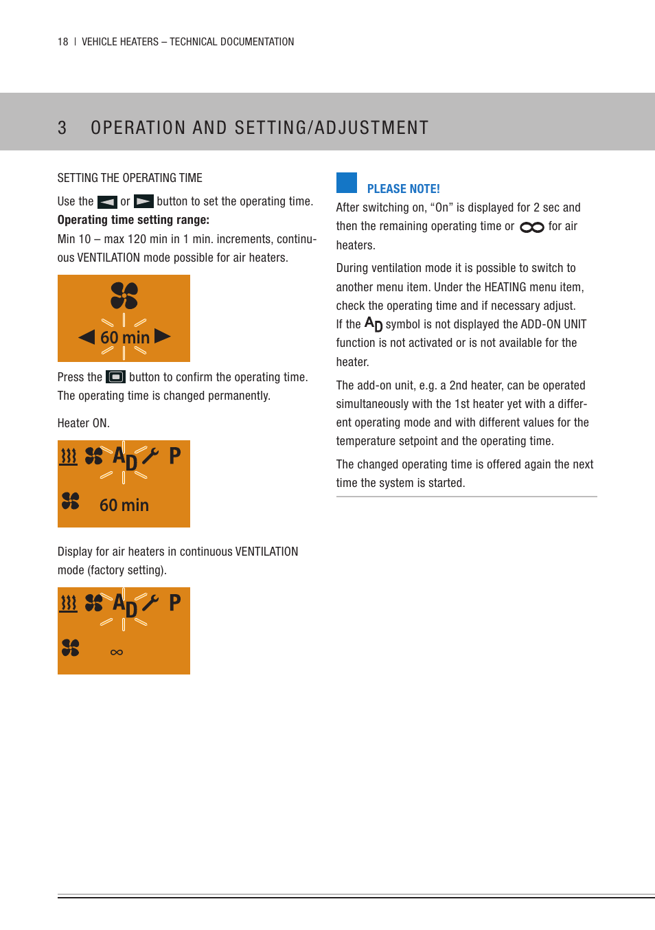 3 operation and setting/adjustment, 60 min | Eberspacher EasyStart Timer Operating instructions User Manual | Page 18 / 32