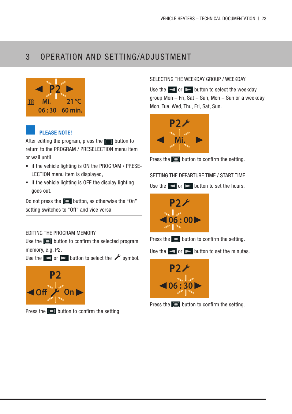 3 operation and setting/adjustment | Eberspacher EasyStart Timer Operating instructions User Manual | Page 23 / 32