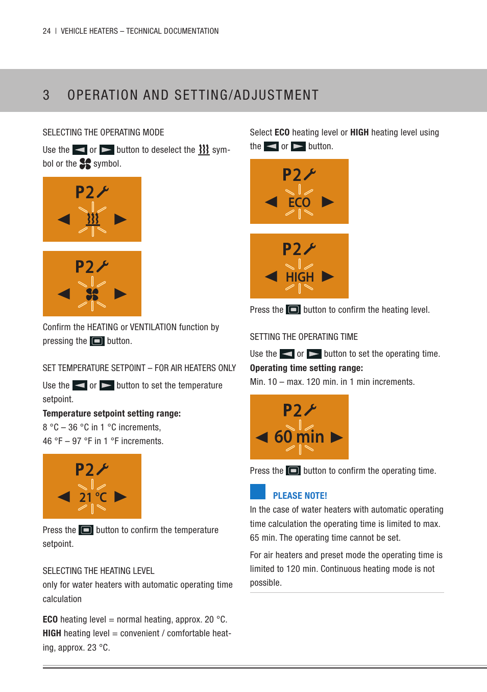 260 min | Eberspacher EasyStart Timer Operating instructions User Manual | Page 24 / 32