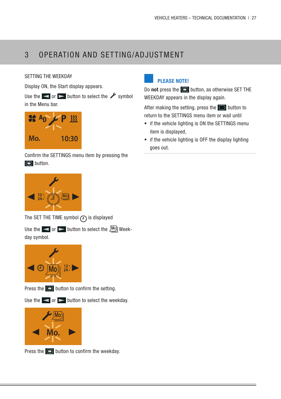 3 operation and setting/adjustment, 30 mo | Eberspacher EasyStart Timer Operating instructions User Manual | Page 27 / 32