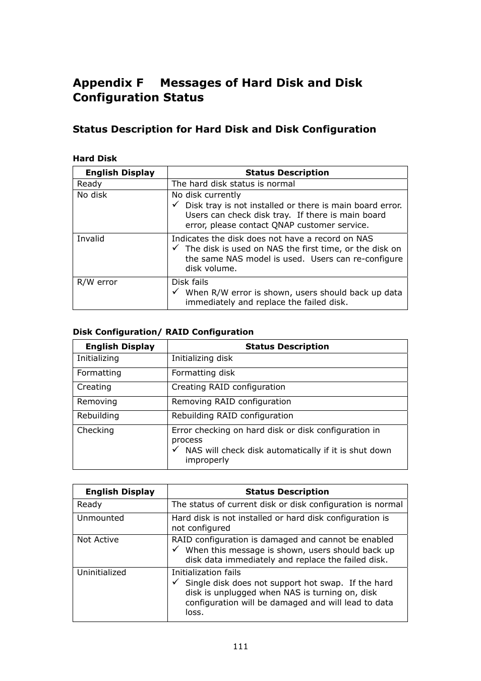 Appendix f | APC Disk On-line Server NAS-2100 User Manual | Page 111 / 112