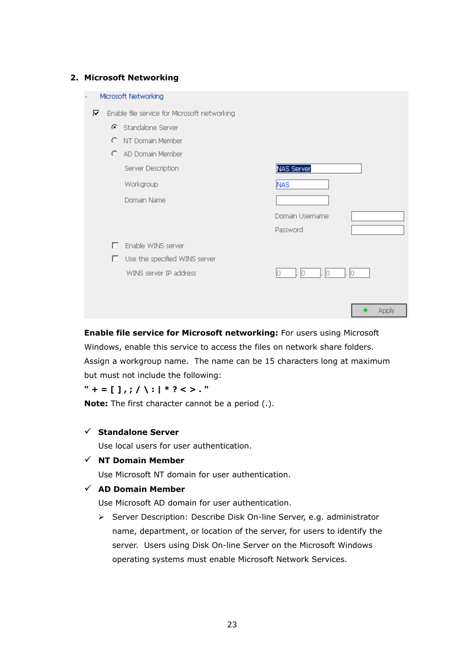 APC Disk On-line Server NAS-2100 User Manual | Page 23 / 112