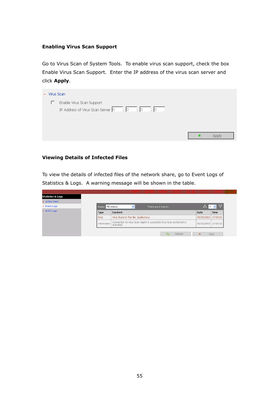APC Disk On-line Server NAS-2100 User Manual | Page 55 / 112