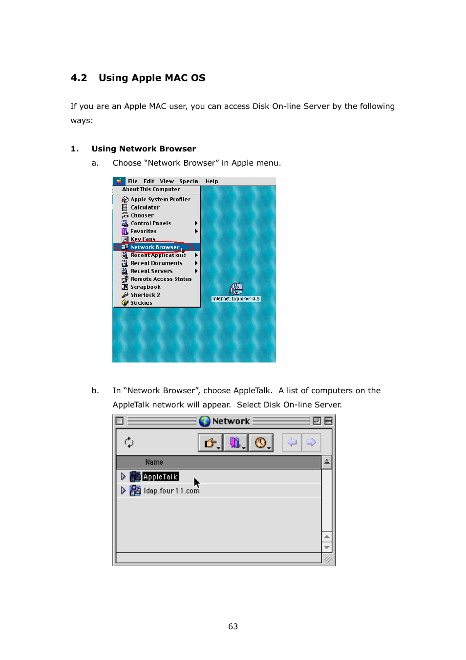 Using apple mac os | APC Disk On-line Server NAS-2100 User Manual | Page 63 / 112