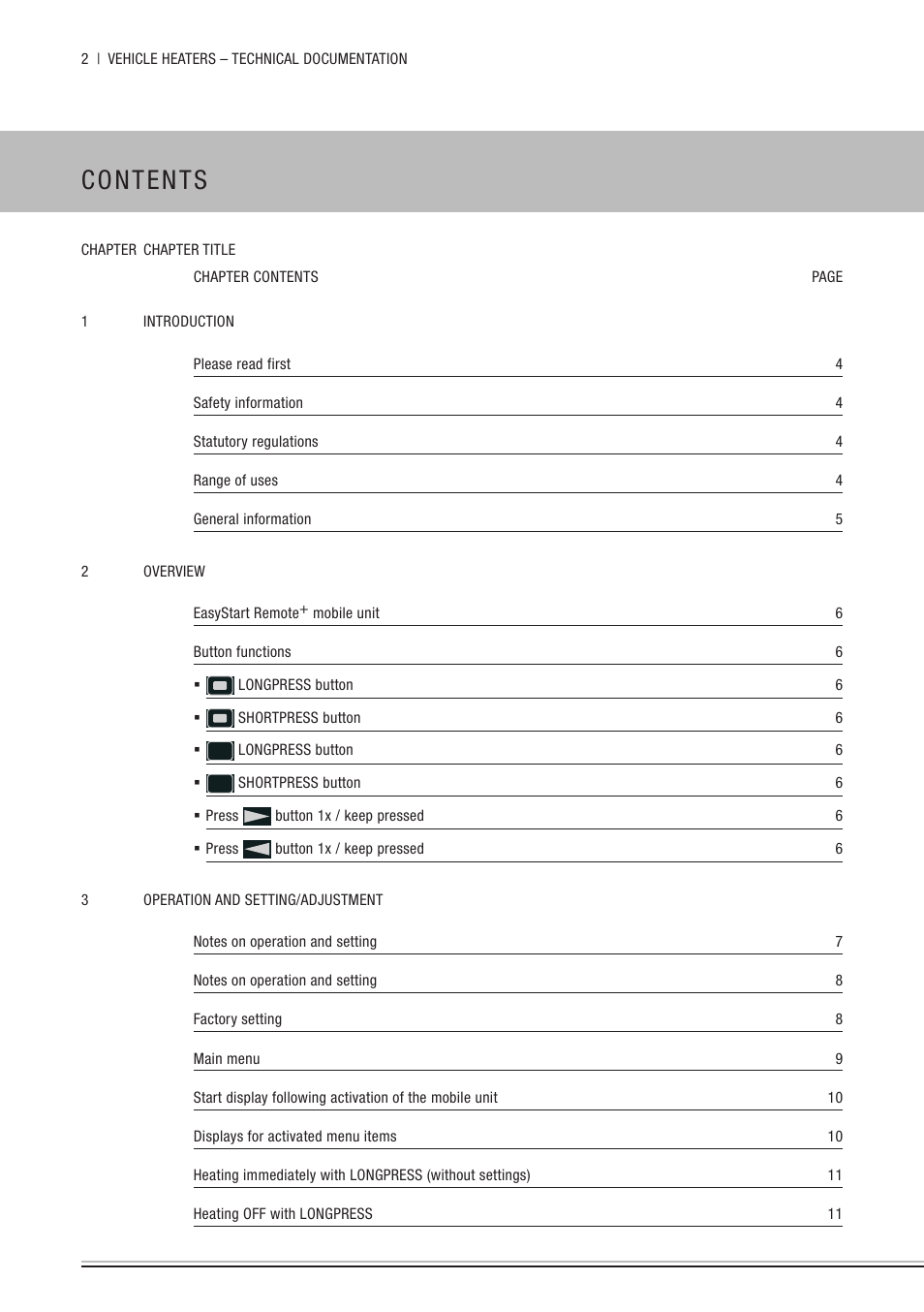Eberspacher EasyStart Remote+ Operating instructions User Manual | Page 2 / 36