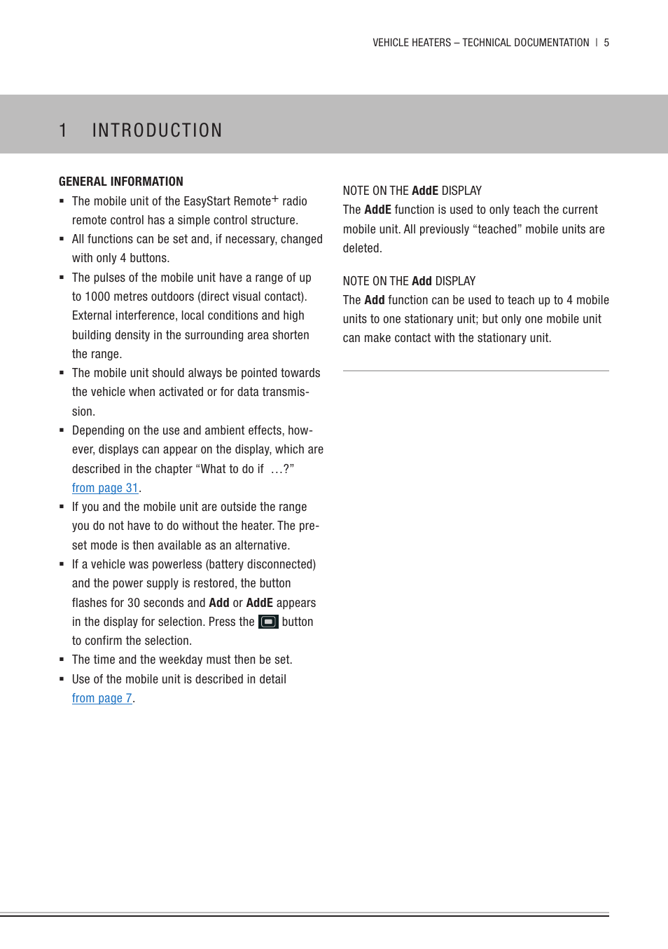 General information, 1 introduction | Eberspacher EasyStart Remote+ Operating instructions User Manual | Page 5 / 36