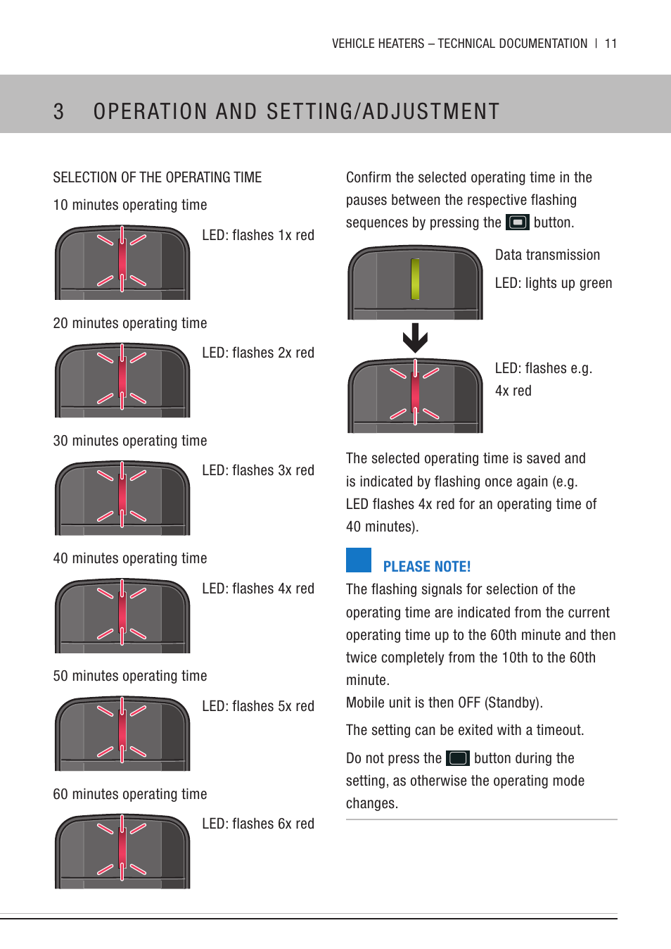 3 operation and setting/adjustment | Eberspacher EasyStart Remote User Manual | Page 11 / 20