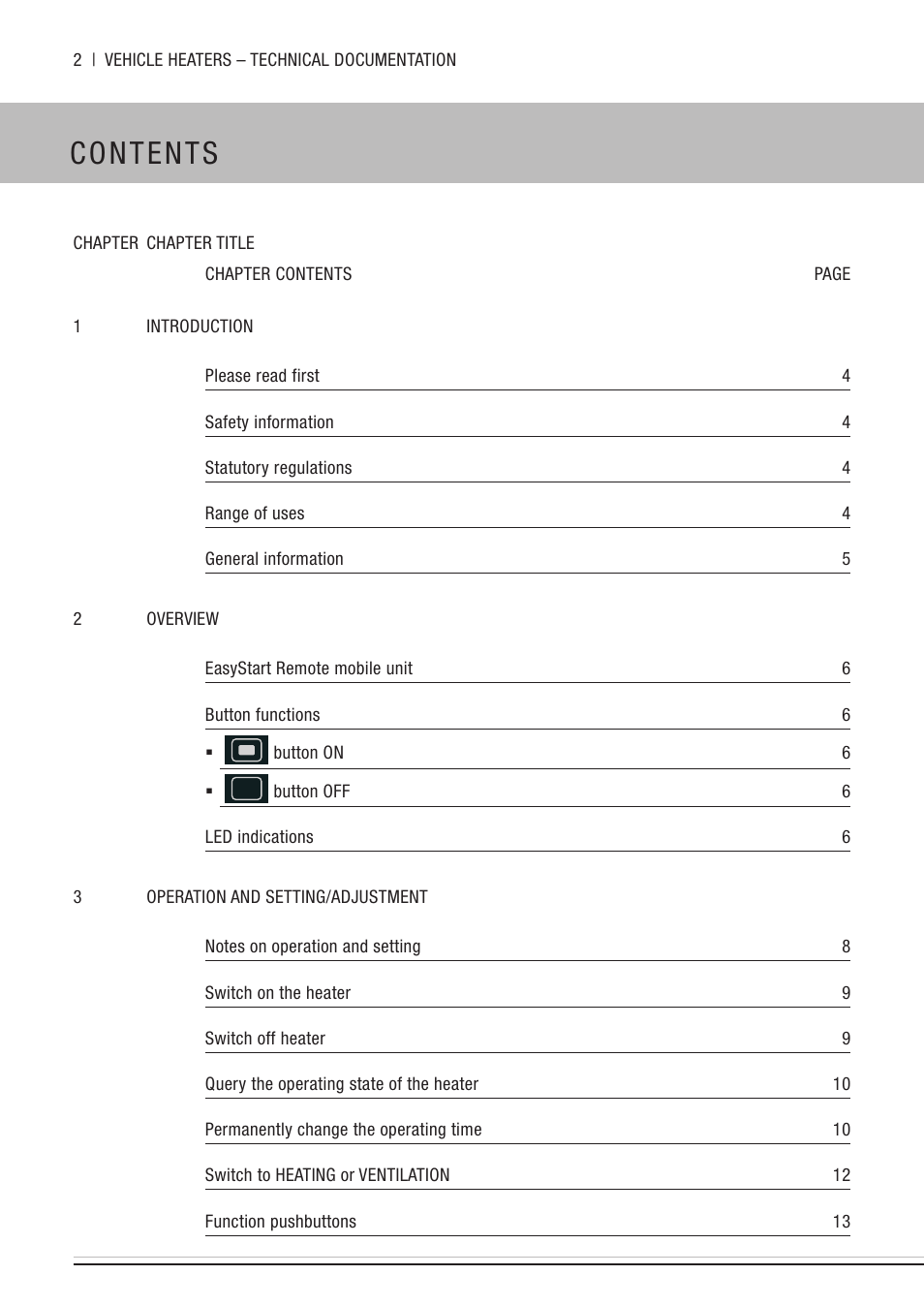 Eberspacher EasyStart Remote User Manual | Page 2 / 20
