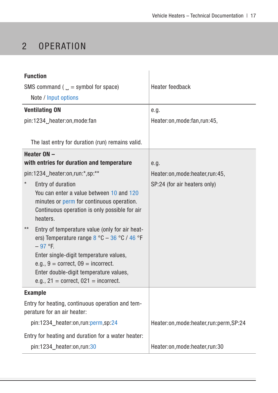2 operation | Eberspacher EasyStart Call User Manual | Page 17 / 30