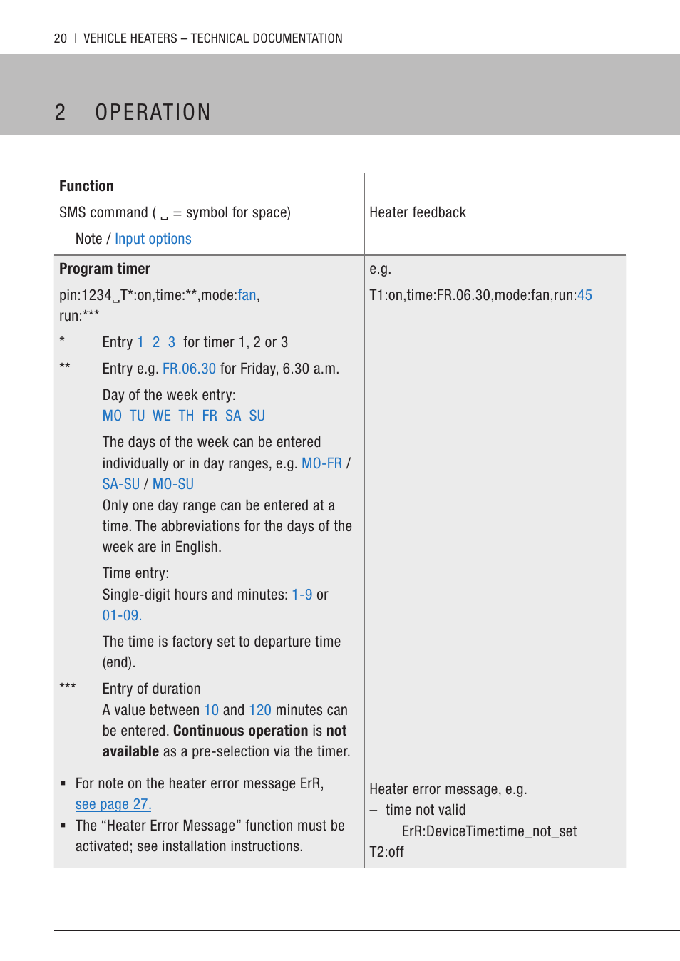 2 operation | Eberspacher EasyStart Call User Manual | Page 20 / 30