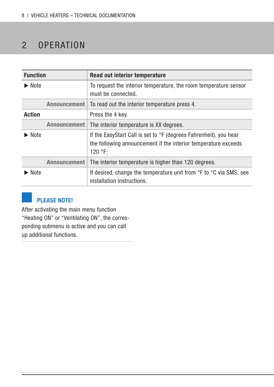 2 operation | Eberspacher EasyStart Call User Manual | Page 8 / 30