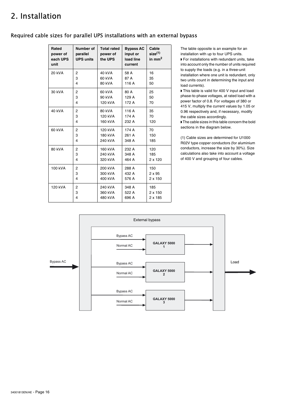 Installation | APC GALAXY 5000 User Manual | Page 16 / 68