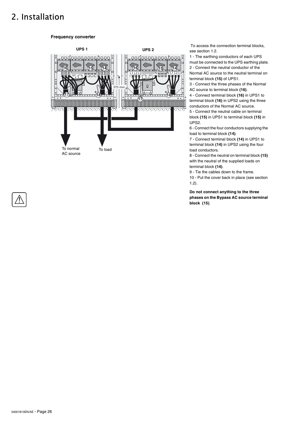 Frequency converter, Installation | APC GALAXY 5000 User Manual | Page 26 / 68